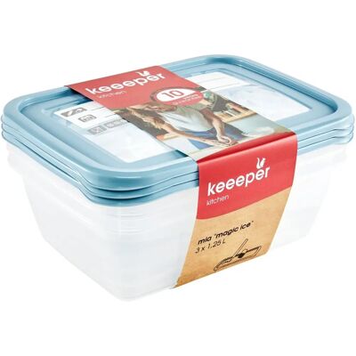 Keeeper Gefrierdosen-Set Mia "Magic Ice" - Blau - 3x 1,25L Keeeper Gefrierdosen-Set Mia "Magic Ice" - Blau - 3x 1,25L