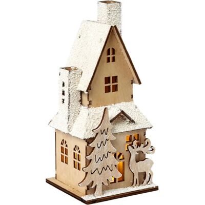 HEITMANN DECO Natuurlijke Houten Huis met LED-verlichting - Kerstversiering HEITMANN DECO Natuurlijke Houten Huis met LED-verlichting - Kerstversiering
