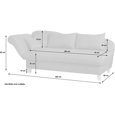 Max Winzer Lenoška - Textil - 190/82/88 Cm - Möbel Max Winzer Lenoška - Textil - 190/82/88 Cm - Möbel