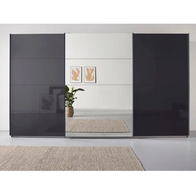 Rauch Oteli Kleiderschrank - Hochglanz Graumetallic - 3 Türen Spiegel Rauch Oteli Kleiderschrank - Hochglanz Graumetallic - 3 Türen Spiegel