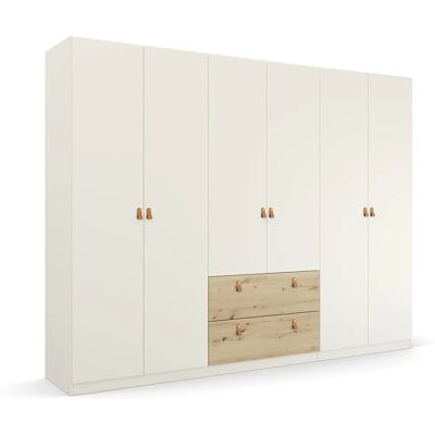 RAUCH Homey by Quadra Spin Kleiderschrank - 6 Türen, 210cm, Weiß/Eiche RAUCH Homey by Quadra Spin Kleiderschrank - 6 Türen, 210cm, Weiß/Eiche