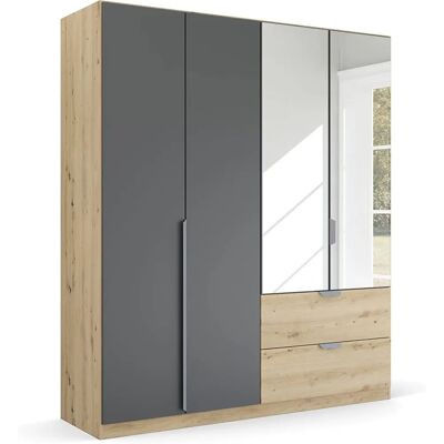 Rauch Dark&Wood by Quadra Spin Kleiderschrank - Industrial, 4 Türen, 181x210x54cm Rauch Dark&Wood by Quadra Spin Kleiderschrank - Industrial, 4 Türen, 181x210x54cm