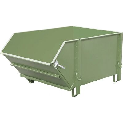 Conteneur en acier eurokraft pro - 1m³, porte pliante, RAL 6011 - Publicité Conteneur en acier eurokraft pro - 1m³, porte pliante, RAL 6011 - Publicité