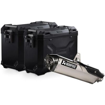 Système de valises en aluminium TRAX ADV + Échappement Akrapovic - Triumph Tiger 900 (2019-2023) Noir - Publicité Système de valises en aluminium TRAX ADV + Échappement Akrapovic - Triumph Tiger 900 (2019-2023) Noir - Publicité