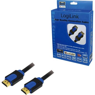 LogiLink HDMI Kabel - 1m, Hochgeschwindigkeit, mit Ethernet, Schwarz LogiLink HDMI Kabel - 1m, Hochgeschwindigkeit, mit Ethernet, Schwarz