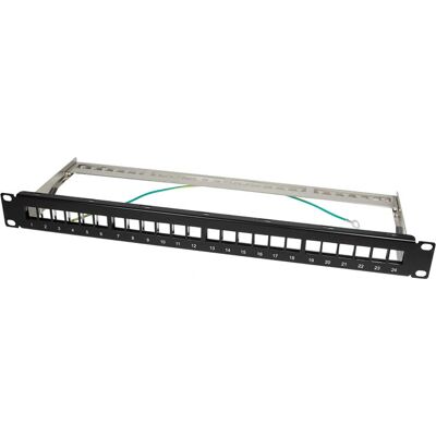 LogiLink NK4042 Patch Panel 24 Poorten - 1U, Geaarde LogiLink NK4042 Patch Panel 24 Poorten - 1U, Geaarde