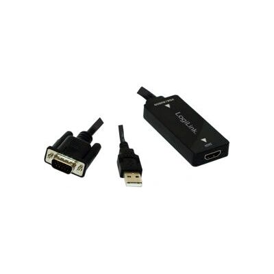 LogiLink Adattatore VGA + USB Audio a HDMI Nero LogiLink Adattatore VGA + USB Audio a HDMI Nero
