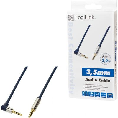 LogiLink CA11300 3.5mm Stereo Audio Cable - 3m Blue LogiLink CA11300 3.5mm Stereo Audio Cable - 3m Blue