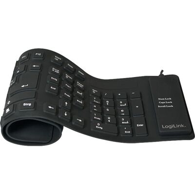 Tastiera pieghevole impermeabile LogiLink ID0019A - USB, QWERTZ, Nero Tastiera pieghevole impermeabile LogiLink ID0019A - USB, QWERTZ, Nero