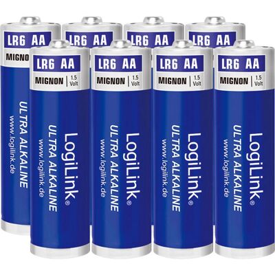 LogiLink LR6F8 - Ultra Power AA Alkaliska Batterier - 8er Pack LogiLink LR6F8 - Ultra Power AA Alkaliska Batterier - 8er Pack