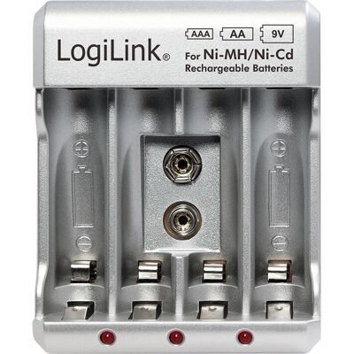 Caricabatterie LogiLink Argento - AA/AAA/9V - Supporta AC 100-240V Caricabatterie LogiLink Argento - AA/AAA/9V - Supporta AC 100-240V
