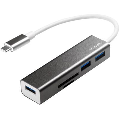 LogiLink UA0305 Aluminium USB-C Dockingstation - 3 Ports, Kartenleser LogiLink UA0305 Aluminium USB-C Dockingstation - 3 Ports, Kartenleser