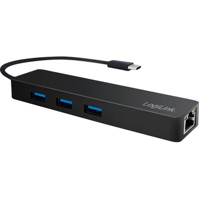 LogiLink UA0313 USB-C Hub - 3 Ports, Ethernet, Schwarz LogiLink UA0313 USB-C Hub - 3 Ports, Ethernet, Schwarz