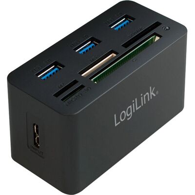 Hub USB LogiLink avec Lecteur de Cartes - Compact, 3 Ports, Noir Hub USB LogiLink avec Lecteur de Cartes - Compact, 3 Ports, Noir