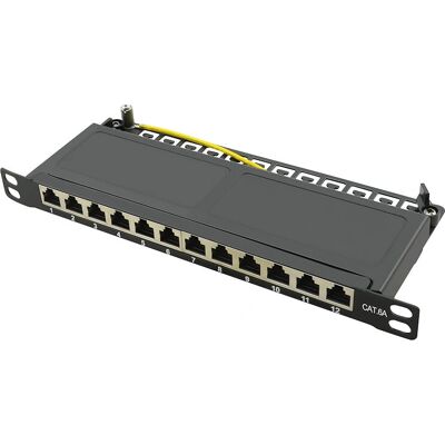 LogiLink NP0066 Rackmonterat Patch Panel 12 Porter 0,5U Cat6a Skärmad LogiLink NP0066 Rackmonterat Patch Panel 12 Porter 0,5U Cat6a Skärmad