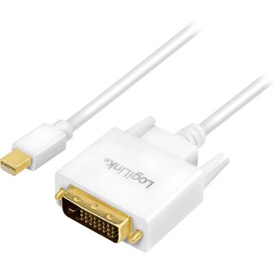 LogiLink - Adaptateur Mini DisplayPort à DVI-D 1,8m Blanc LogiLink - Adaptateur Mini DisplayPort à DVI-D 1,8m Blanc