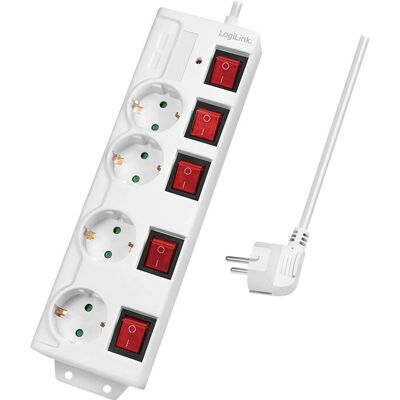 LogiLink Strømskinne 1,5m 4 Utganger Hvit LogiLink Strømskinne 1,5m 4 Utganger Hvit