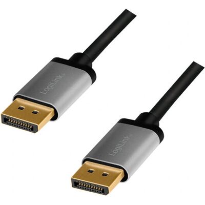 LogiLink DisplayPort-kabel - 3m Grå/Sort - Understøtter 4K/60Hz, Multi-Stream, Aluminium LogiLink DisplayPort-kabel - 3m Grå/Sort - Understøtter 4K/60Hz, Multi-Stream, Aluminium