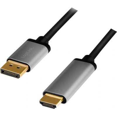 LogiLink Video Kabeladapter - 2M DisplayPort HDMI - Schwarz, Grau LogiLink Video Kabeladapter - 2M DisplayPort HDMI - Schwarz, Grau