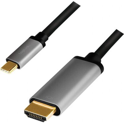 Kabel adaptora USB-C do HDMI 4K LogiLink CUA0101 - 1,8m - Czarny, Szary Kabel adaptora USB-C do HDMI 4K LogiLink CUA0101 - 1,8m - Czarny, Szary