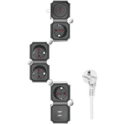 LogiLink LPS276U Verlängerung - 4 Steckdosen, 2 USB, 180° verstellbar LogiLink LPS276U Verlängerung - 4 Steckdosen, 2 USB, 180° verstellbar