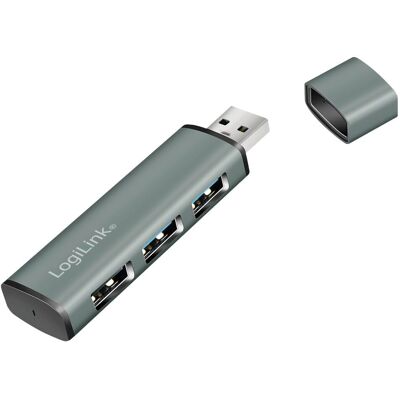 LogiLink USB 3.2 Gen 2 Hub - 3 port, USB-A, alumínium - szürke LogiLink USB 3.2 Gen 2 Hub - 3 port, USB-A, alumínium - szürke
