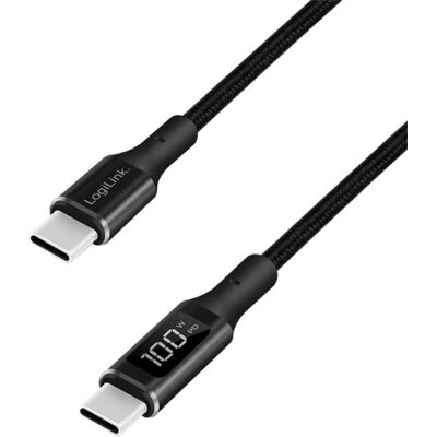 Kabel USB-C LogiLink z wyświetlaczem OLED 100W 1m - Czarny Kabel USB-C LogiLink z wyświetlaczem OLED 100W 1m - Czarny