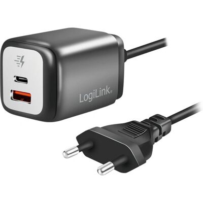 LogiLink Universal USB-C GaN-laddare - 30W, Fast Kabel LogiLink Universal USB-C GaN-laddare - 30W, Fast Kabel