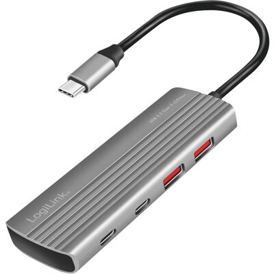 LogiLink USB 3.2 Gen2 Hub - 4+1 Ports, Aluminium, 100W PD LogiLink USB 3.2 Gen2 Hub - 4+1 Ports, Aluminium, 100W PD
