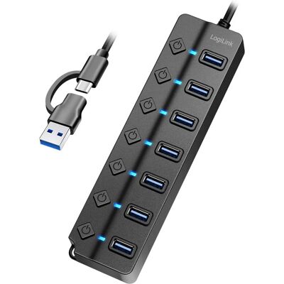 LogiLink USB-Hub - 7 Anschlüsse, mit Schaltern, schwarz LogiLink USB-Hub - 7 Anschlüsse, mit Schaltern, schwarz