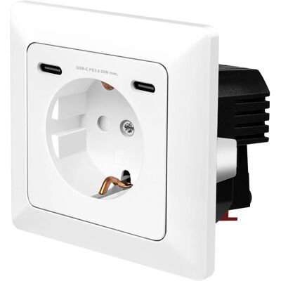 LogiLink Vägguttag 2 USB-C 25W LogiLink Vägguttag 2 USB-C 25W