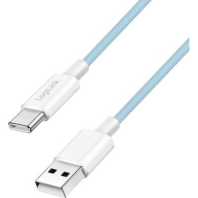 Câble nylon LogiLink CU0330 USB-C vers USB-A - 60W, Bleu - Publicité Câble nylon LogiLink CU0330 USB-C vers USB-A - 60W, Bleu - Publicité
