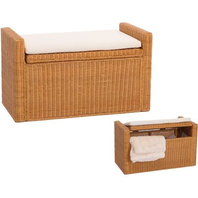 MENDLER Banc de rangement - Rotin Kubu Miel - 88cm - Publicité MENDLER Banc de rangement - Rotin Kubu Miel - 88cm - Publicité