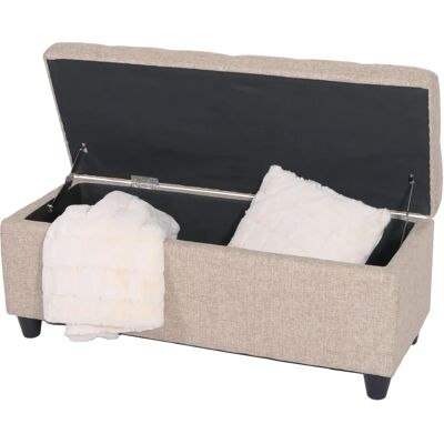 Banquette de rangement Kriens de MENDLER - Siège en tissu beige - 200kg Max - Publicité Banquette de rangement Kriens de MENDLER - Siège en tissu beige - 200kg Max - Publicité