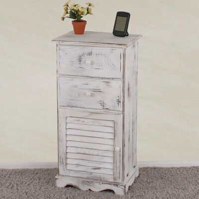 Table de nuit vintage Mendler - 2 tiroirs, bois, blanc - Table de nuit - Publicité Table de nuit vintage Mendler - 2 tiroirs, bois, blanc - Table de nuit - Publicité