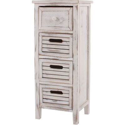 MENDLER - Commode Vintage en Bois avec 4 Tiroirs - Blanc - Publicité MENDLER - Commode Vintage en Bois avec 4 Tiroirs - Blanc - Publicité