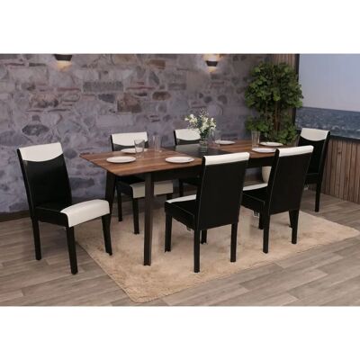 MCW Esszimmerstühle - Simili Leder, 6 Stück, Schwarz/Beige - Esszimmerstuhl MCW Esszimmerstühle - Simili Leder, 6 Stück, Schwarz/Beige - Esszimmerstuhl