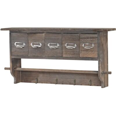 Portemanteau Vintage en Bois Marron Mendler avec Étagère et Tiroirs - Publicité Portemanteau Vintage en Bois Marron Mendler avec Étagère et Tiroirs - Publicité