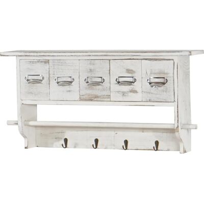 Étagère murale vintage blanche MENDLER - Rangement cuisine avec 5 tiroirs - Publicité Étagère murale vintage blanche MENDLER - Rangement cuisine avec 5 tiroirs - Publicité