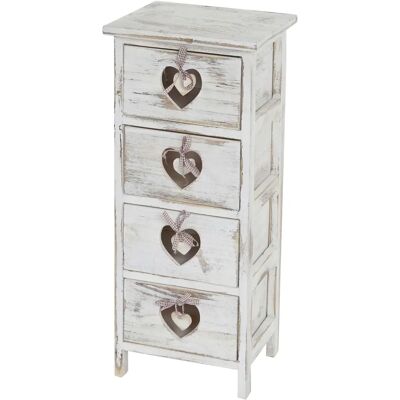 Nova Mendler - Commode vintage - Blanc - 4 tiroirs - Publicité Nova Mendler - Commode vintage - Blanc - 4 tiroirs - Publicité