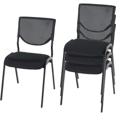 Chaises de conférence de bureau MENDLER - 4 empilables en tissu noir - T401 - Publicité Chaises de conférence de bureau MENDLER - 4 empilables en tissu noir - T401 - Publicité