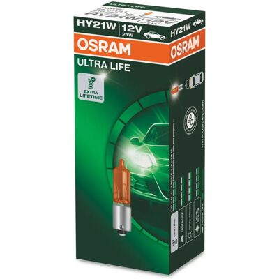 Ampoule Osram 64137ULT - Ultra Life 12V 21W HY21W pour Citroën, Peugeot, Volvo, Audi, Porsche - Publicité Ampoule Osram 64137ULT - Ultra Life 12V 21W HY21W pour Citroën, Peugeot, Volvo, Audi, Porsche - Publicité