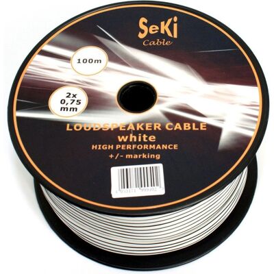 Seki 311656 Bílý reproduktorový kabel - 2x0.75mm² - 100m - Zvukový kabel Seki 311656 Bílý reproduktorový kabel - 2x0.75mm² - 100m - Zvukový kabel