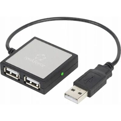 Renkforce 4 Port USB 2 Hub - USB 2.0, Grau Renkforce 4 Port USB 2 Hub - USB 2.0, Grau