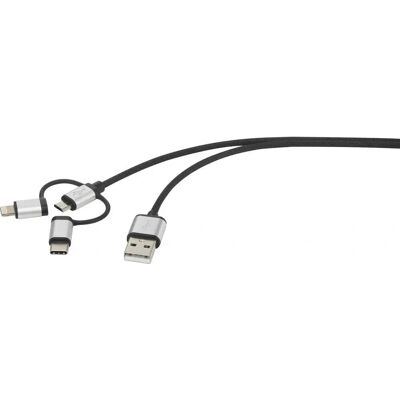 Renkforce Apple USB-C Lightning Micro-B 3-in-1 Kabel - 1.50 m Renkforce Apple USB-C Lightning Micro-B 3-in-1 Kabel - 1.50 m