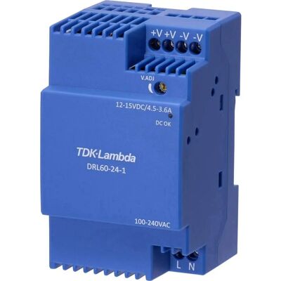 Strömförsörjning TDK Lambda DRL60-12-1 - DIN-skena 12V 4.5A 54W Strömförsörjning TDK Lambda DRL60-12-1 - DIN-skena 12V 4.5A 54W