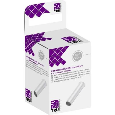Tru Components T1904C085 Terminal de cable de plata no aislado de cobre - 500 piezas Tru Components T1904C085 Terminal de cable de plata no aislado de cobre - 500 piezas