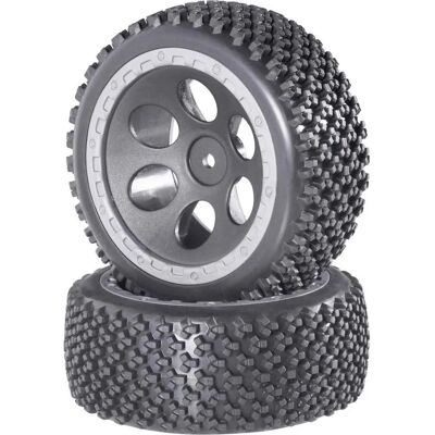 Reely 1:10 Buggy - Ruedas completas de rally gris 2 pz Reely 1:10 Buggy - Ruedas completas de rally gris 2 pz