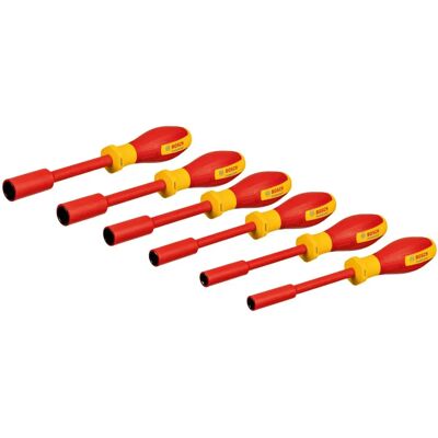 Juego de llaves de vaso VDE Bosch - 6 piezas, 7-14 mm, certificado hasta 1000 V Juego de llaves de vaso VDE Bosch - 6 piezas, 7-14 mm, certificado hasta 1000 V