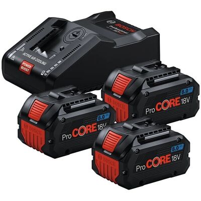 Kit de Batteries Bosch - 3 Batteries 8Ah + Chargeur - Publicité Kit de Batteries Bosch - 3 Batteries 8Ah + Chargeur - Publicité